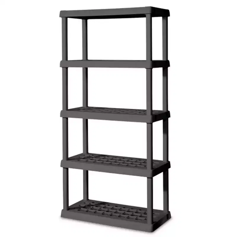 5-Shelf Heavy Duty Plastic Storage Shelving Unit for Garage, Basement, Attic, 2 Pack, Gray