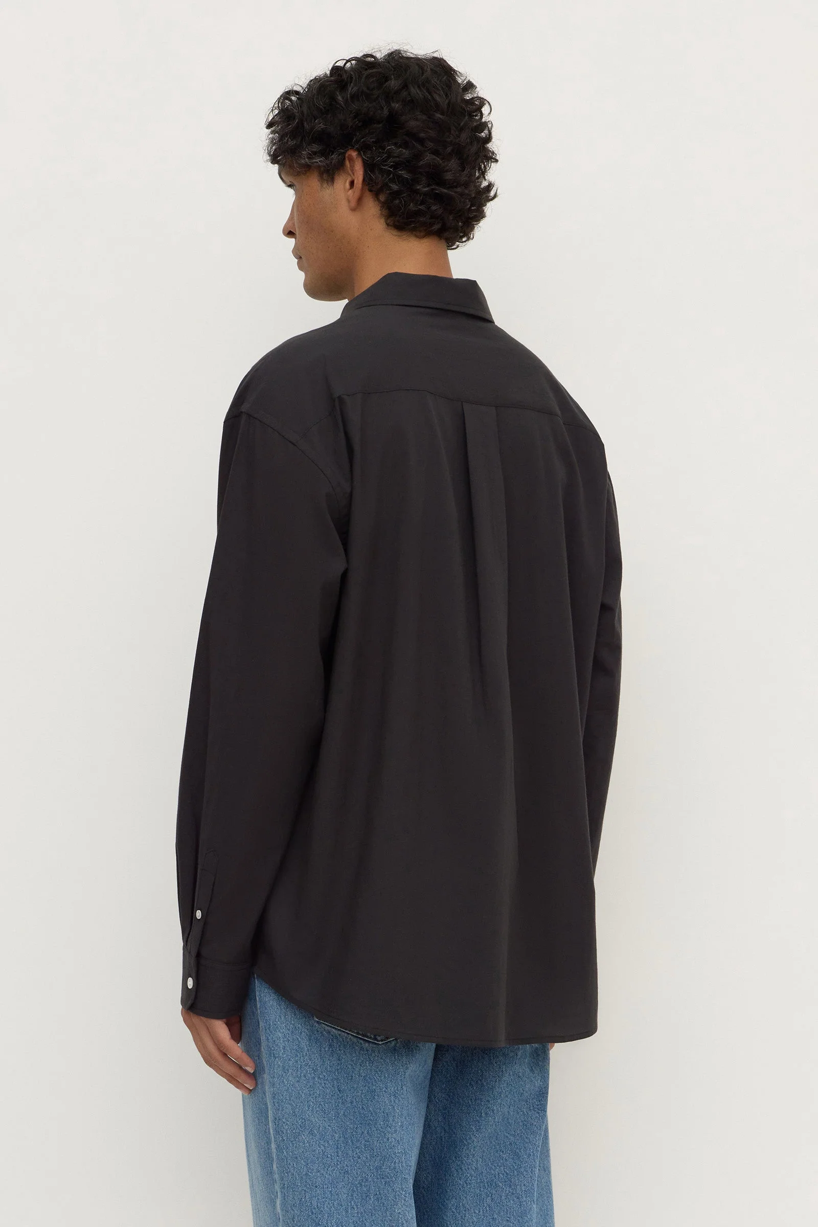 Black Cotton Voile Long Sleeve Shirt