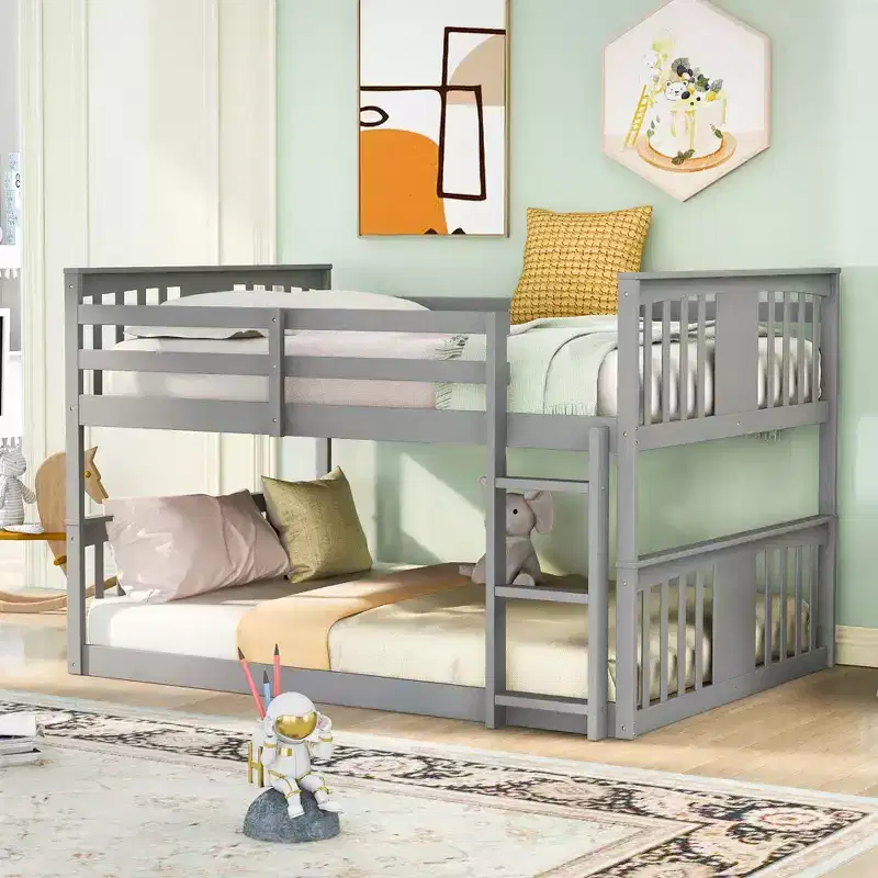 Full Over Full Bunk Bed with Ladder for Bedroom and Dorm