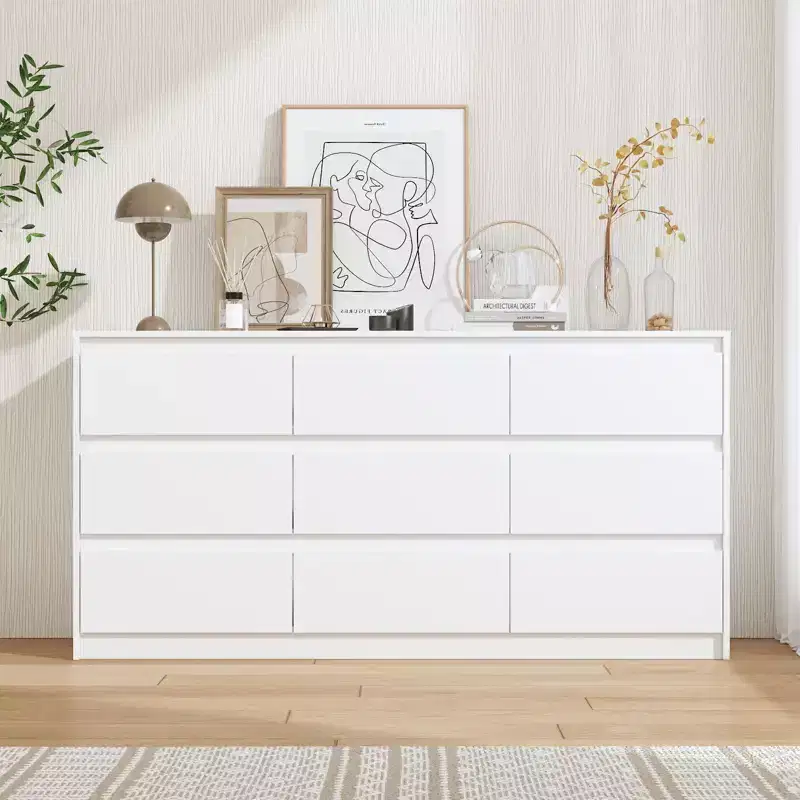 Famapy Contemporary Minimalist 9 - Drawer Dresser Chest , Spacious Storage for Bedroom/Living Room