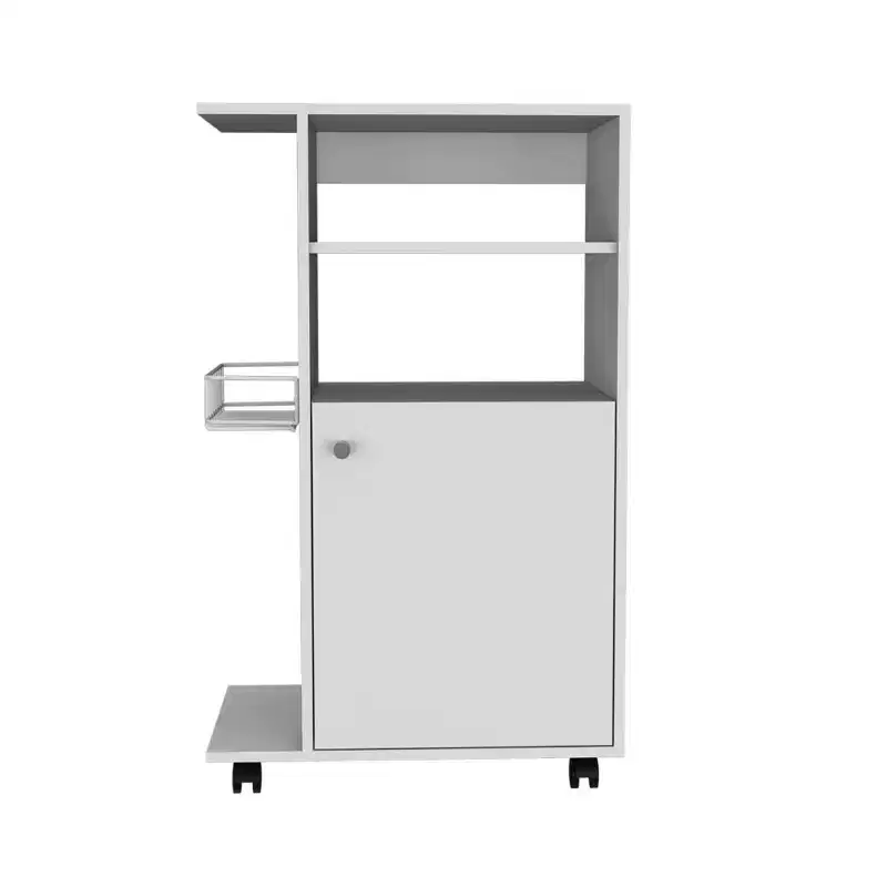 HomeRoots White 24 Rolling Kitchen Cart With Storage