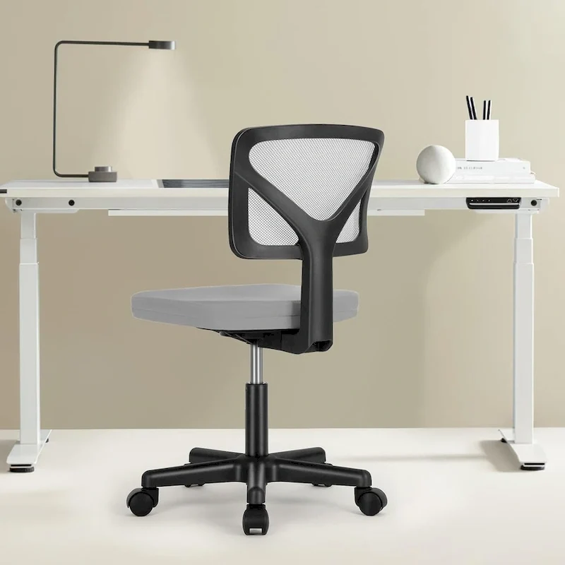 Comfy PU Leather Upholstered Office Chair, Home Desk Chair with Arms & Adjustable Swivel