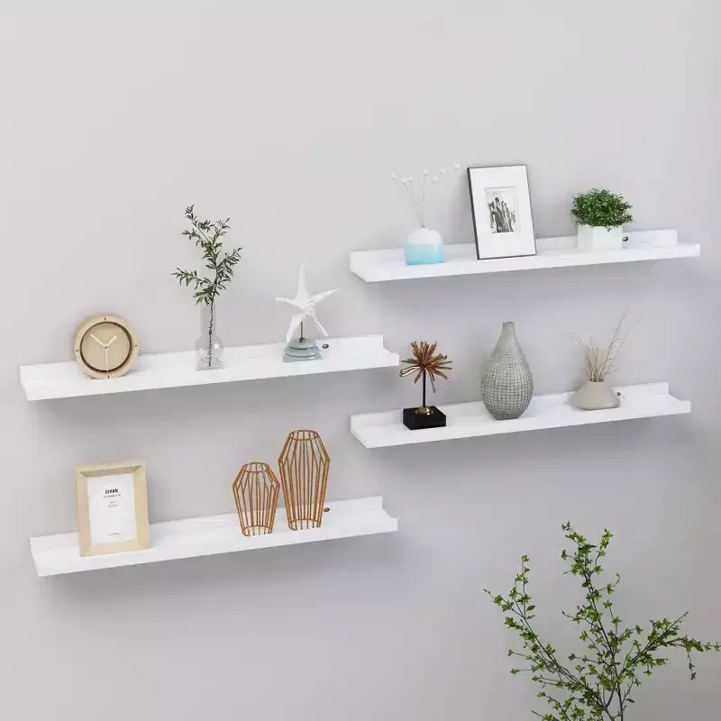 Wall Shelf Set of 4 White MDF 23.6x3.5x1.2 in Wall mounting
