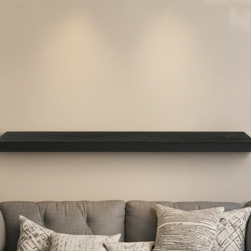 Black Wood Floating Wall Shelf, 43