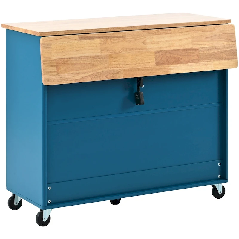 Kitchen Island with Drop Leaf, LED Light