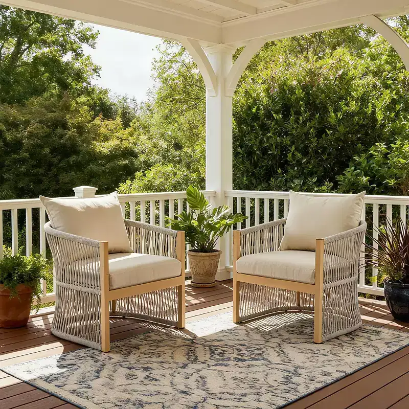 Christopher Knight Home Cassie Outdoor Aluminum Club Chair with Rope Accents (Set of 2)