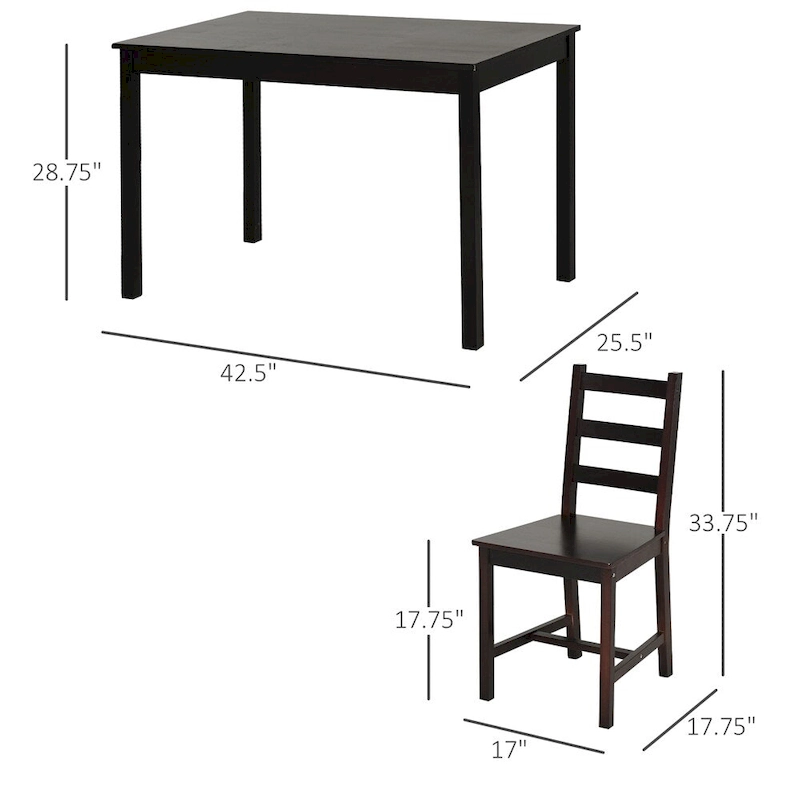 5 Piece Wood Dining Room Table Set with Kitchen Table and Chairs