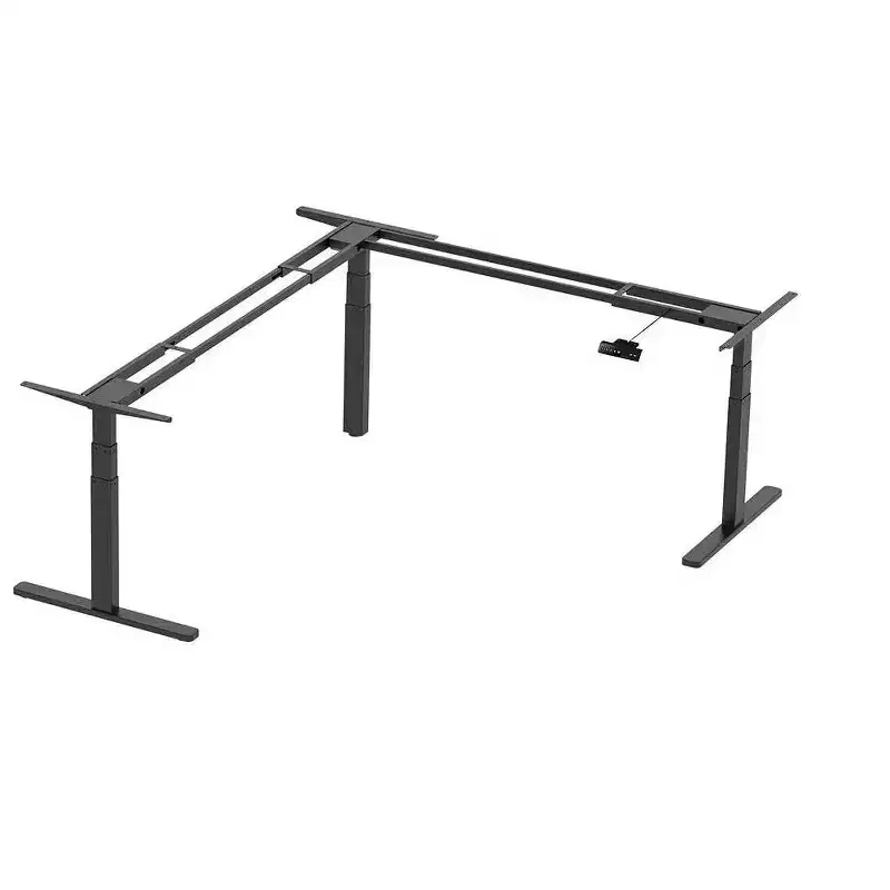 Monoprice Triple Motor Height Adjustable Sit-Stand Corner Desk Frame - Black, 3 Leg Corner, L Shaped Table Base, Programmable Memory Settings