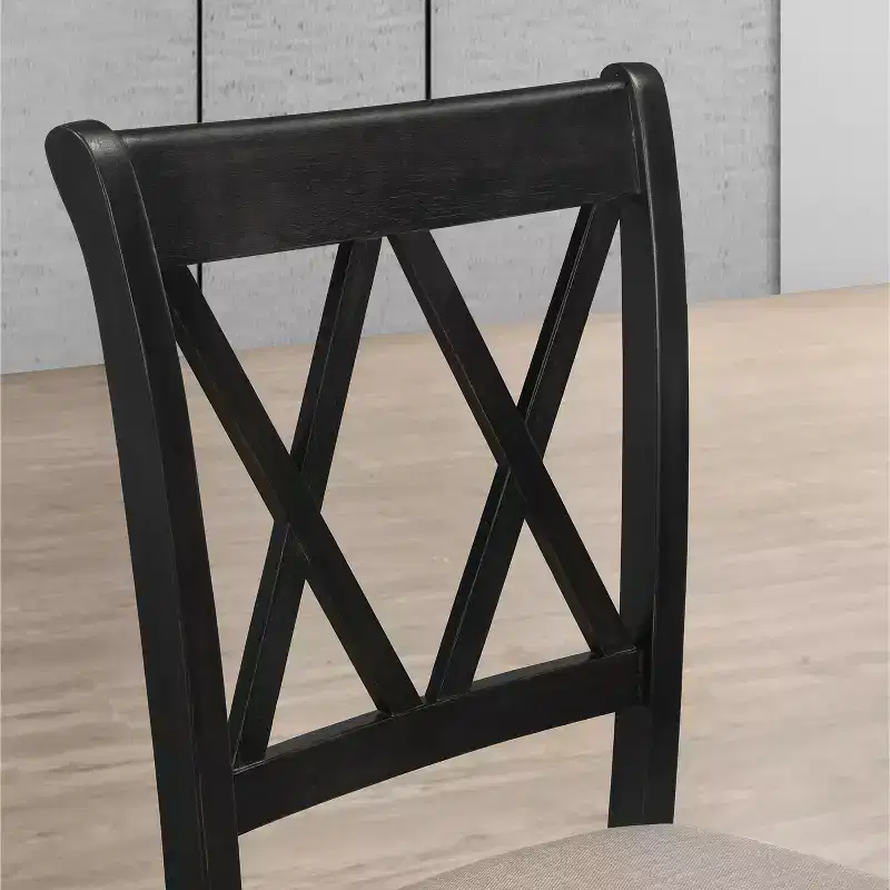 Roundhill Furniture Windvale Fabric Upholstered Dining Chair in Black, Set of 2