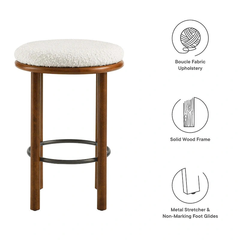 Boucle Fabric Counter Stools - Set of 2
