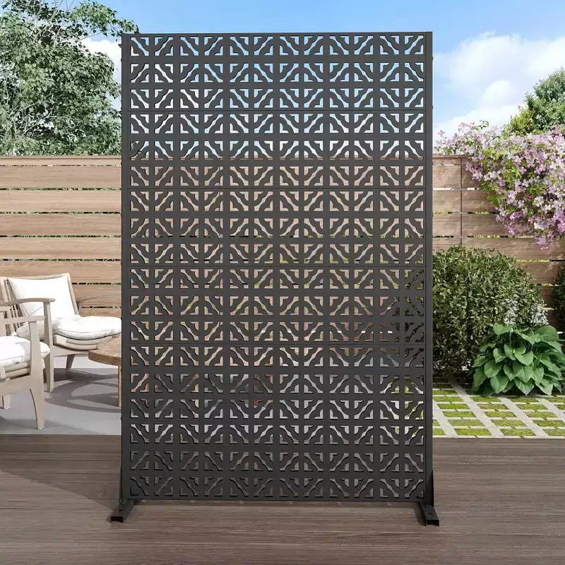 MAYEERTY 72x47 Black Outdoor Natural Privacy Panel Screen, 6 Piece Set Natural Folding Divider for Backyard and Garden