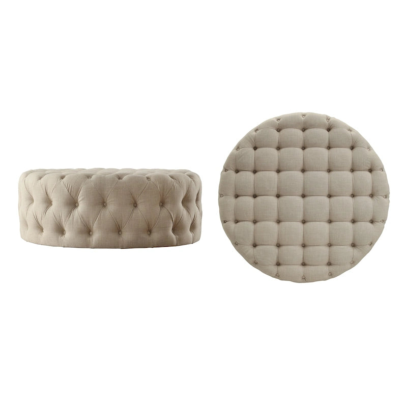 Round Tufted Ottoman with Casters