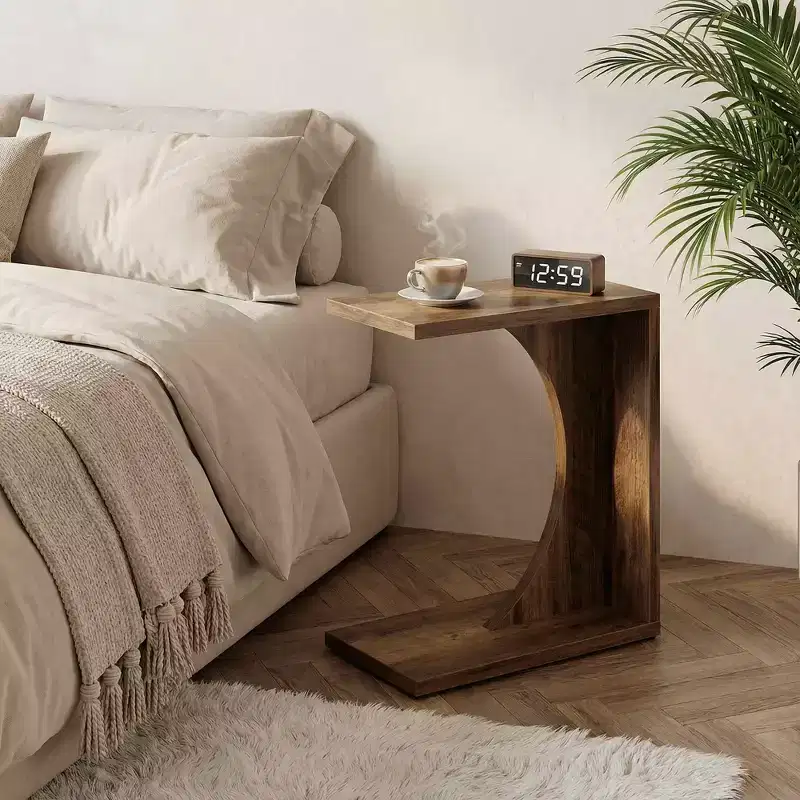 MAYEERTY C-Shaped End Table, Sofa Side Couch Table for Living Room Bedroom
