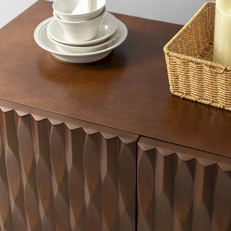 Modern Carved Geometric Patterns Sideboard