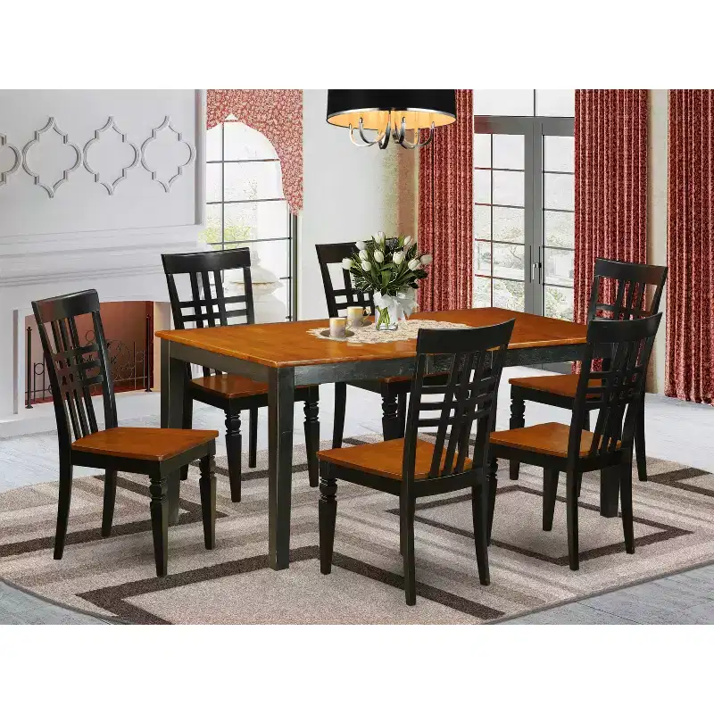 HomeStock PC Nicoli Dining Set Buttermilk Cherry Wood Kitchen Table & Chair Set