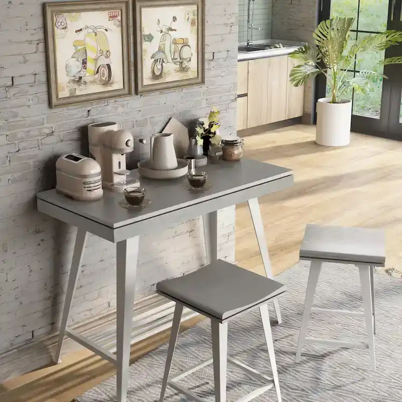 Kaylen Modern 3-Piece Steel Legs Counter Height Table Set by Furniture of America