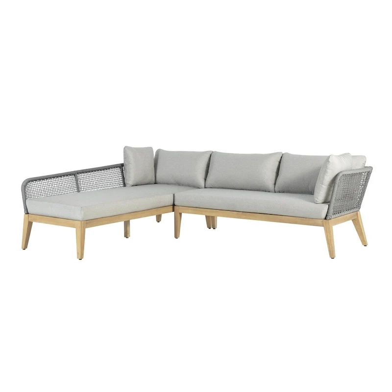 Cypress Teak Wood 2-piece Left Arm Chaise Outdoor Sectional