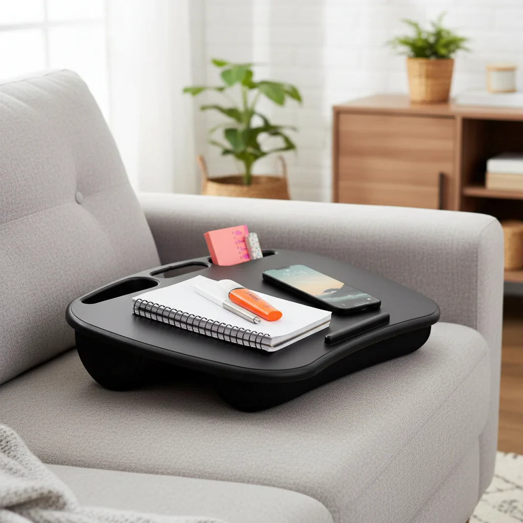 Black / Blue / Gray / Pink Lap Desk with Storage Wells – 1 Person
