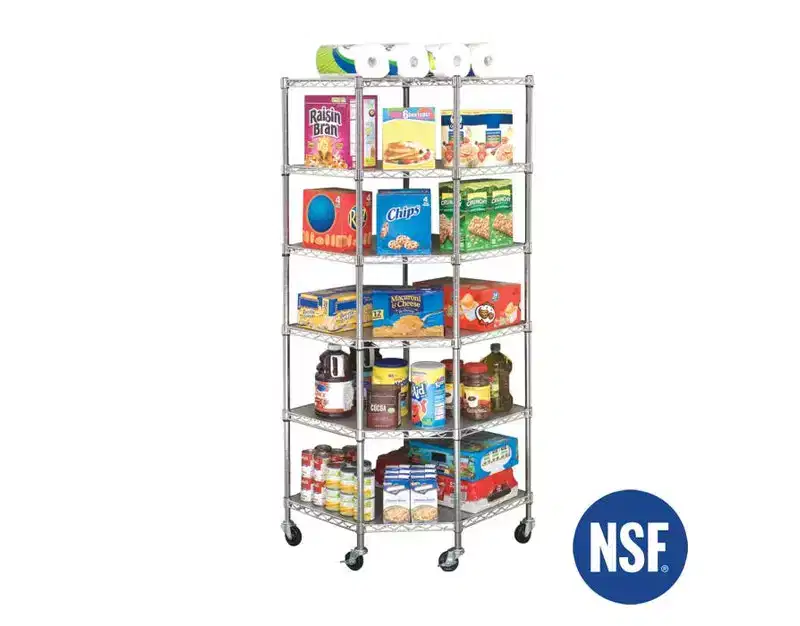 Seville Classics UltraDurable 6-Tier NSF Steel Wire Corner Shelving Unit, 28 D x 28 L x 72 H