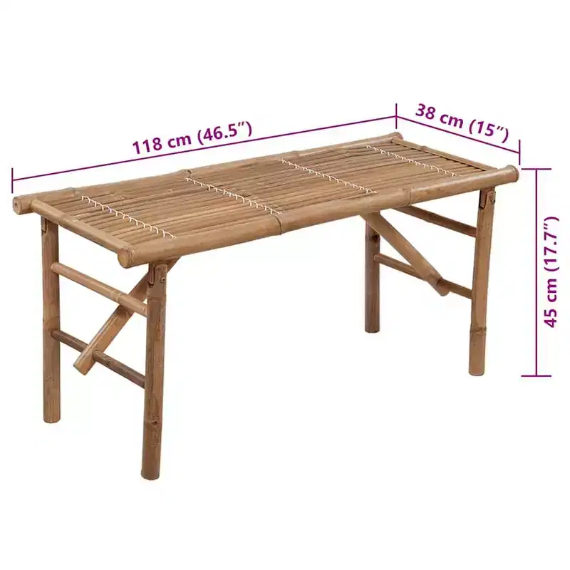 vidaXL Garden Bench Natural Bamboo Bamboo and Polyester Foldable