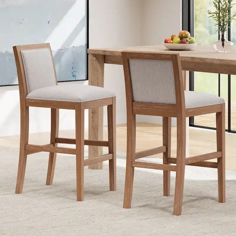 Modern Upholstered 30.5-Inch BarStools with Cushioned Seat and Back
