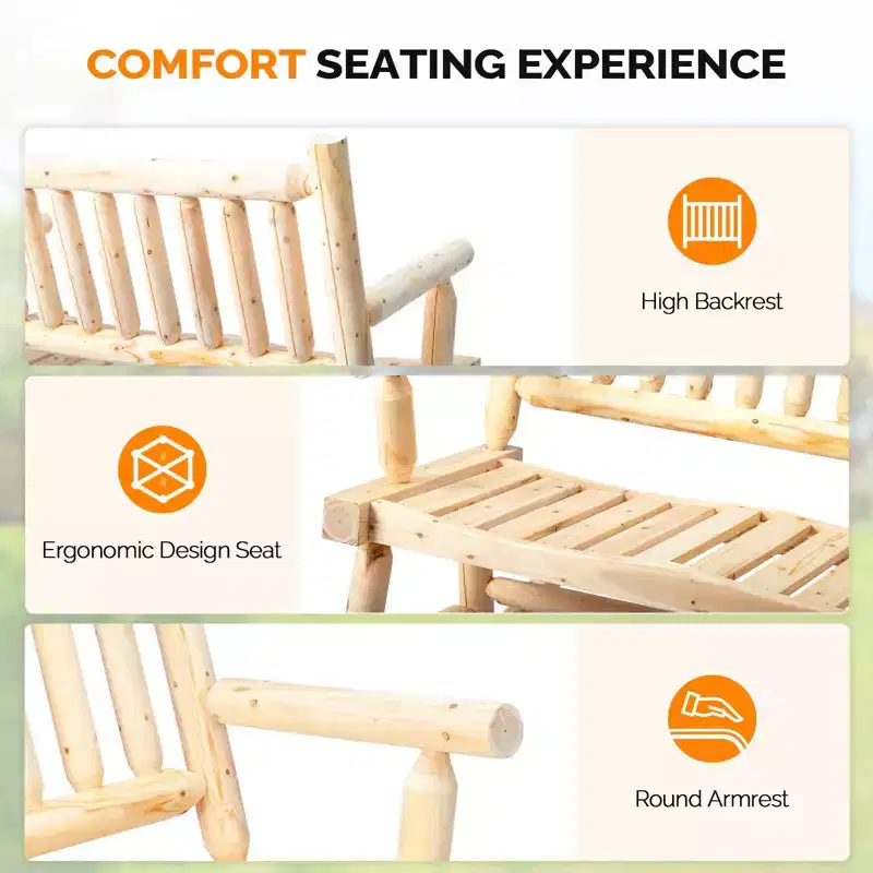 Karl Home | 44 in. Solid Wood Outdoor Rocking Bench