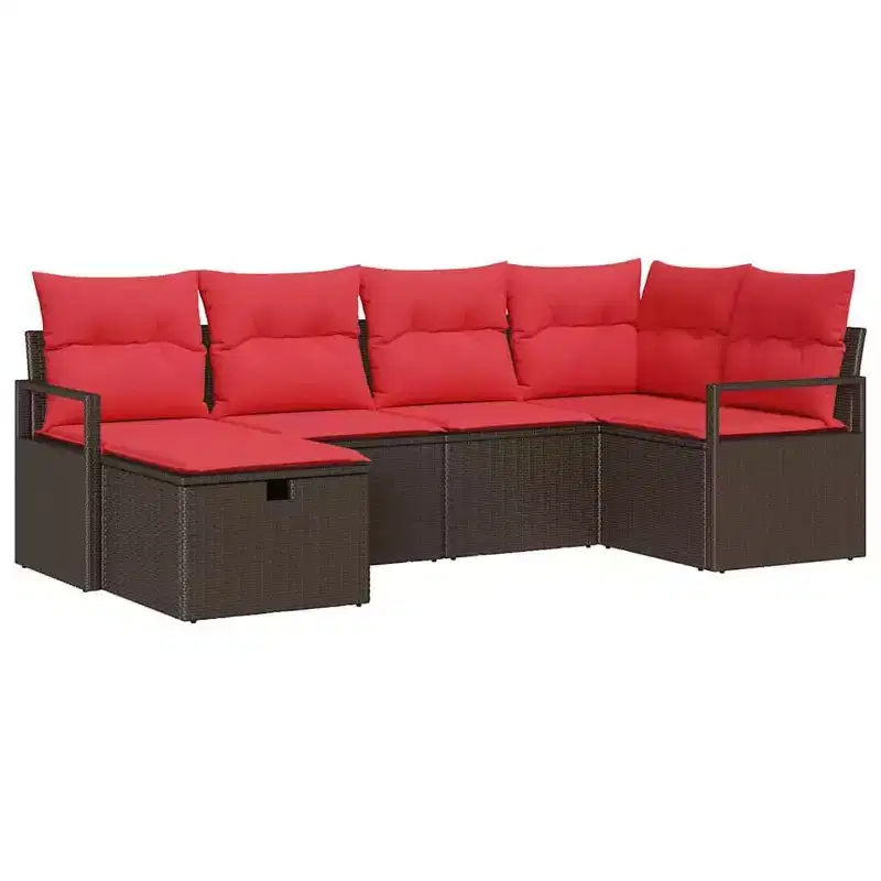 vidaXL Garden Sofa Set 6 pcs Brown and Red 232 x 122 x 85 cm