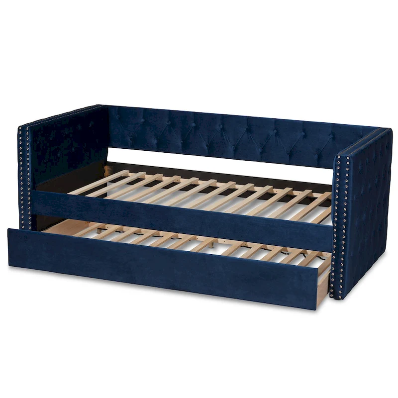 Larkin Modern Velvet Fabric Upholstered Daybed with Trundle