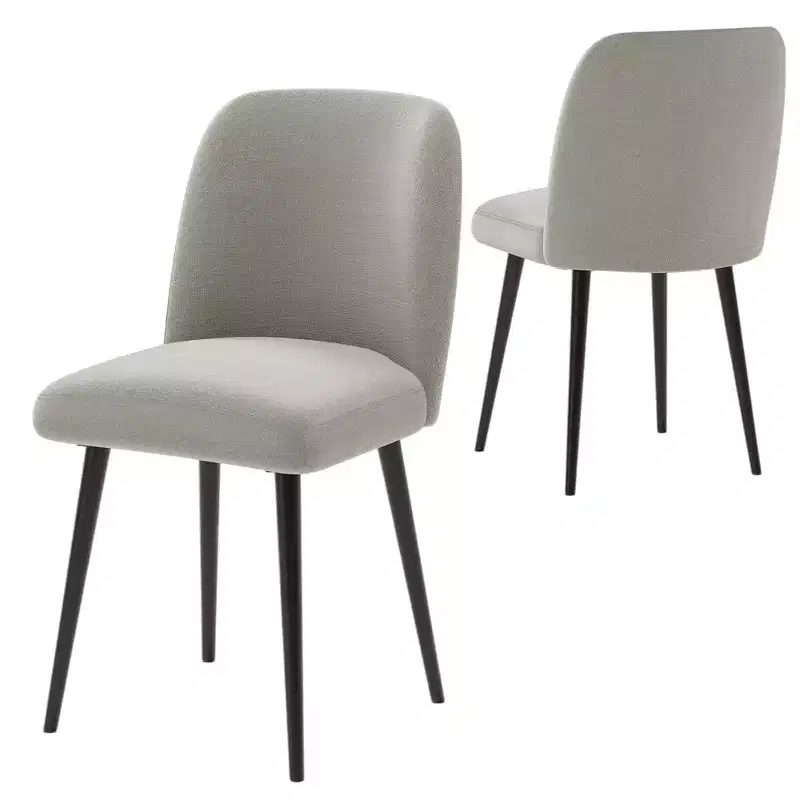 HomeRoots Set of Two Gray And Black Upholstered Fabric Dining Side Chairs