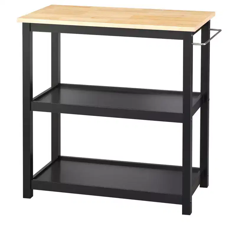 Kitchen 2-Tier Rolling Cart, Black