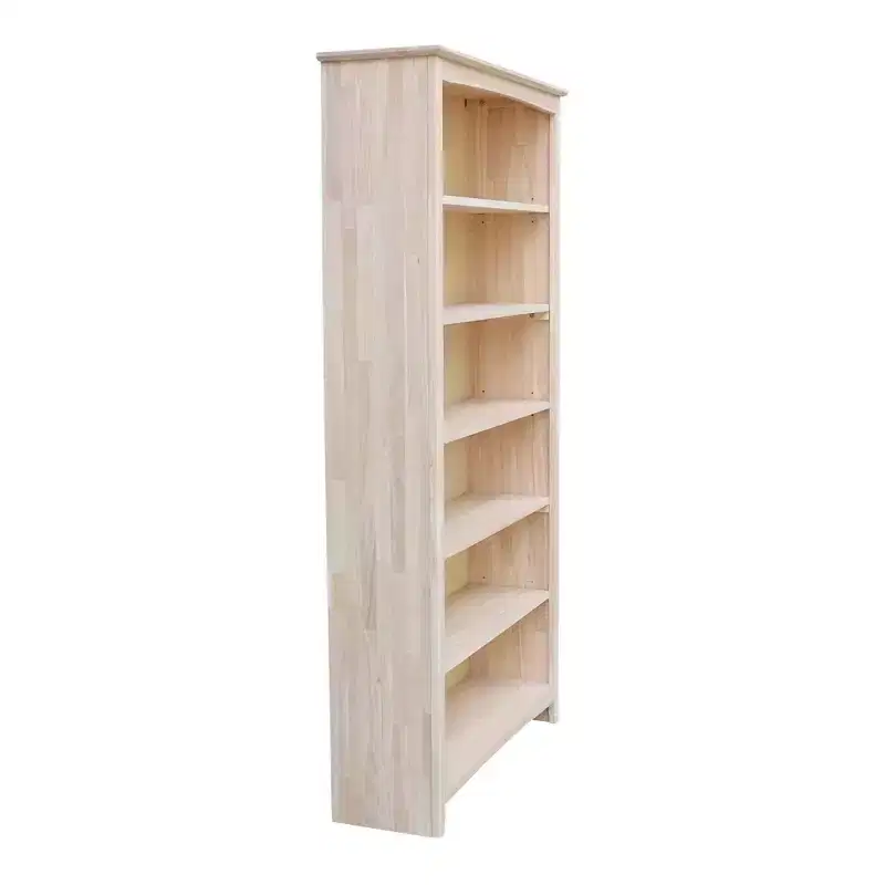 72"x38" Shaker Bookcase Unfinished - International Concepts: Solid Parawood, 6-Tier Storage