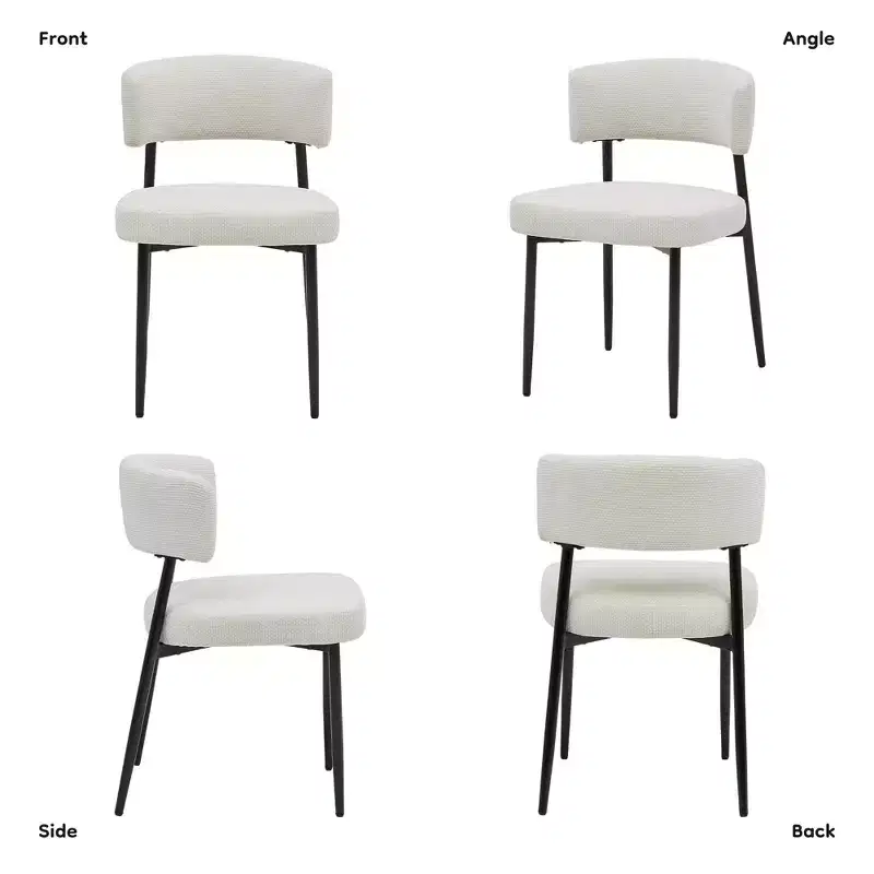 Okak Dining Room Chairs Set of 4 with Sturdy Metal Frame, Modern Dining Chairs with Curved Backrest, Armless Chairs for Dining Room
