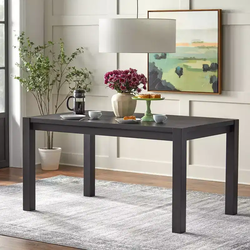 Modern Farmhouse Rectangular Dining Table Black Driftwood Seats 6