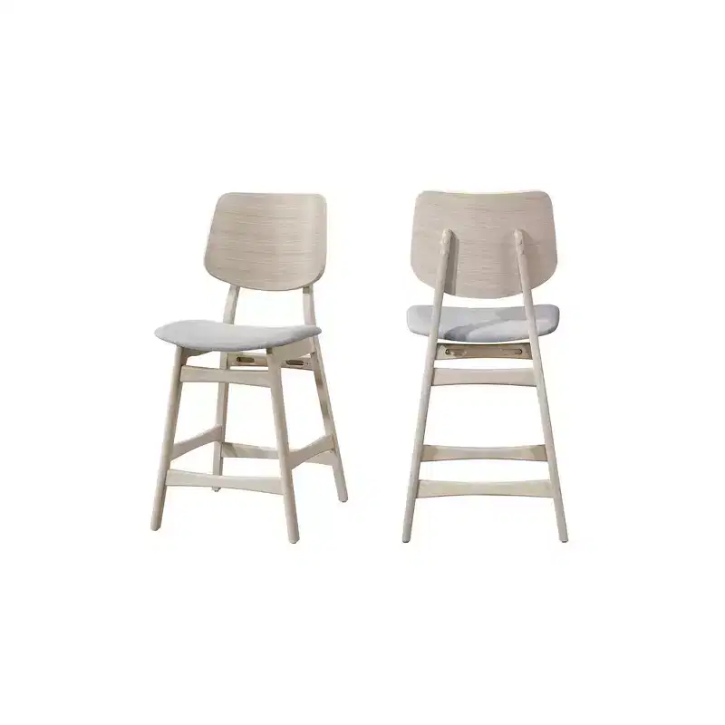 New Classic Furniture,Oscar Wood Counter Dining Chairs in White Ash (Set of 2)