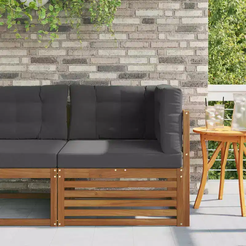 Outdoor Corner Sofa in Solid Acacia Wood – Natural Finish