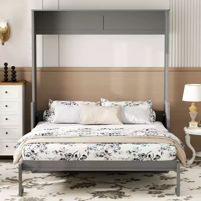 Queen Murphy Bed with Desk, LED Lights & USB Charging Station
