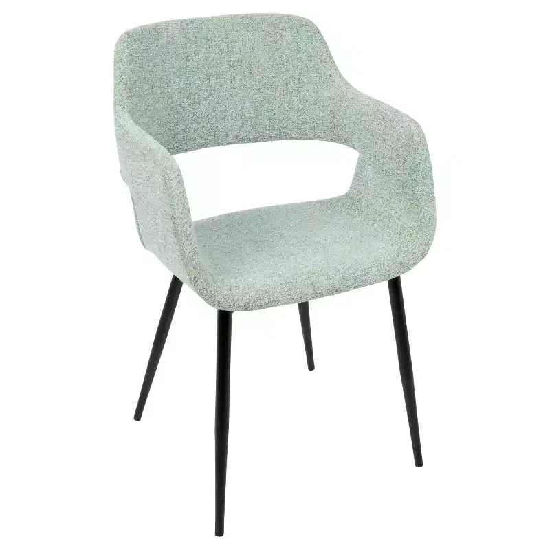 Set of 2 Margarite Mid Century Modern Dining/Accent Chair Pale Green - Lumisource: Ergonomic Design, Metal Legs, Polyester Upholstery