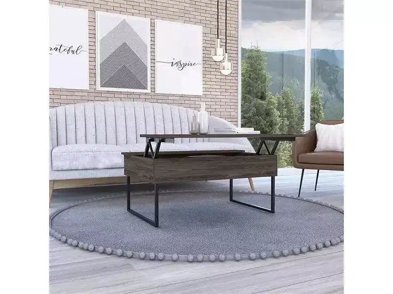 Bari Coffee Table Dark Walnut - : Lift-Top, Hidden Storage, Modern Design