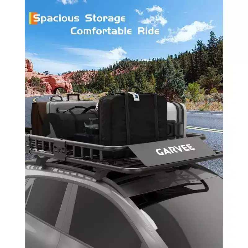 Roof Rack Cargo Carrier, 51''x36'' 200LBS Capacity  Electroplated Steel Roof Basket with Wind Fairing for SUV/Jeep/BMW