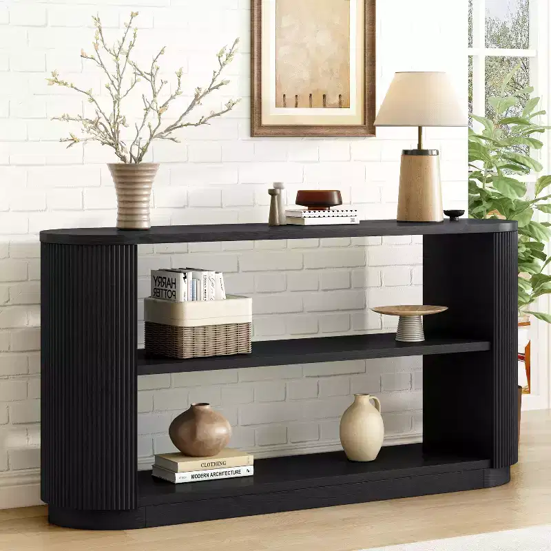 Okak Modern Narrow Console Table with Round Corner Design, Multi-Functional Entryway Table, Accent Table for Entryway, Living Room