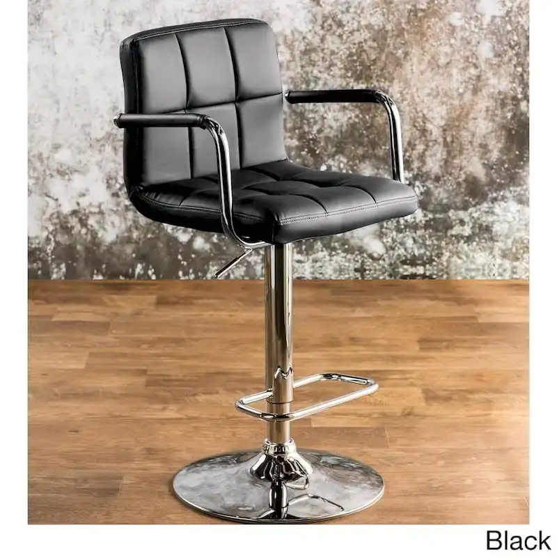 Modern Adjustable Swivel Faux Leather Barstool