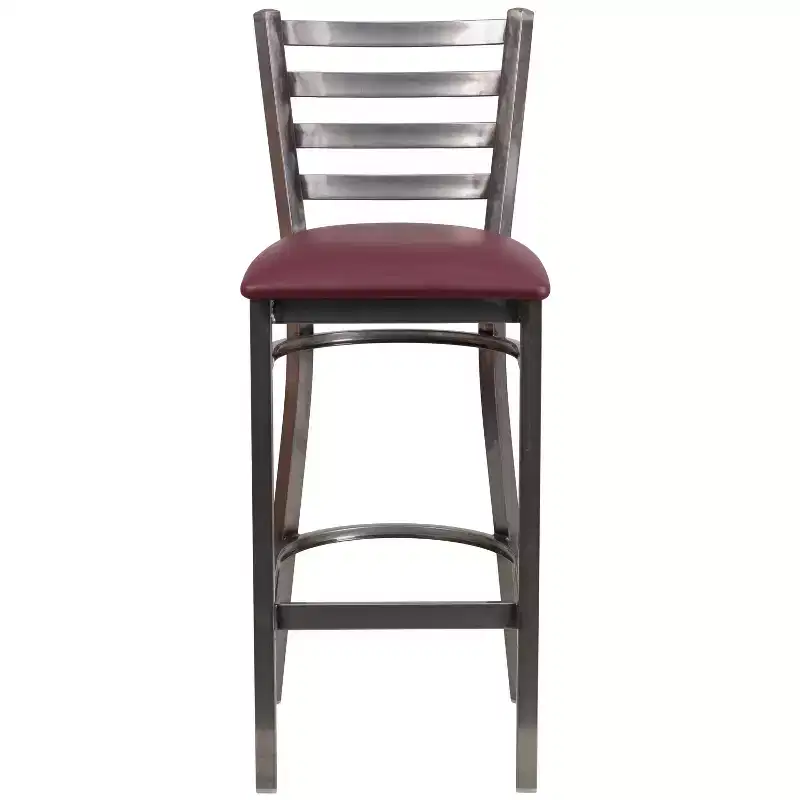 2 Pack Clear Coated Ladder Back Metal Restaurant Barstool
