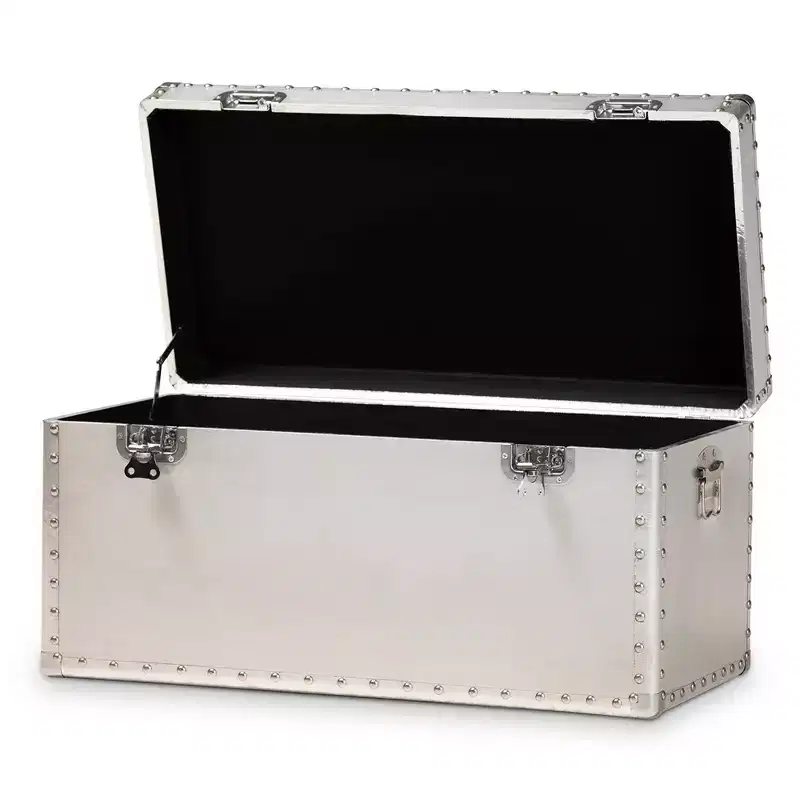 Silver Industrial Storage Trunk – Metal & Wood, Single User