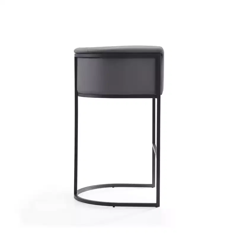 Mid-Century Modern Upholstered Metal Barstool Faux Leather 29.5