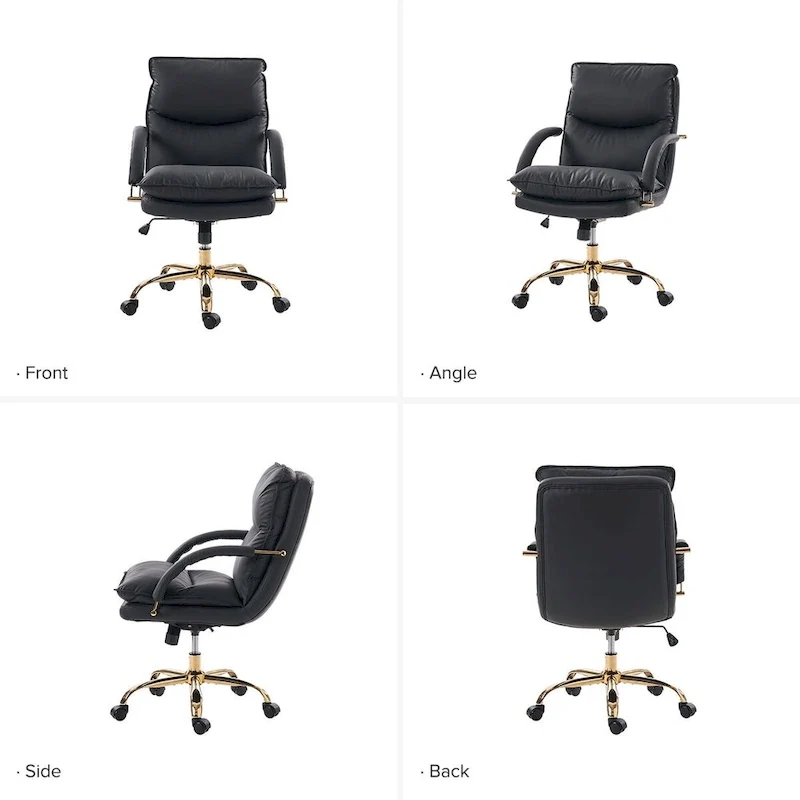 Leona Modern Faux Leather Adjustable Height Tilting Office Chair with Swivel Base by HULALA HOME