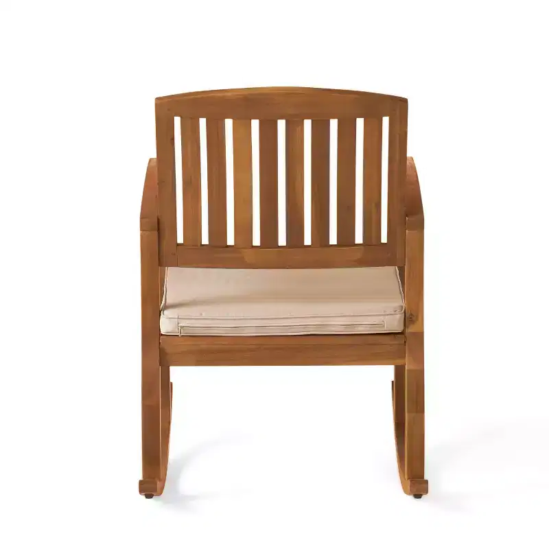 Selma Acacia Rocking Chair with Cushion: Weather-Resistant, Gentle Motion - Christopher Knight Home