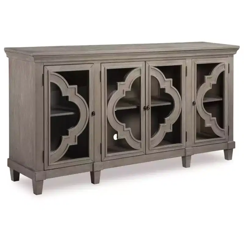 Fossil Ridge Door Accent Cabinet Gray - Signature Design by Ashley: Vintage-Inspired, Hidden Storage, Adjustable Shelves