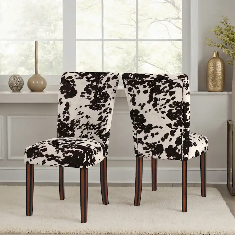 Cowhide Parsons Dining Chairs (2-Pack)
