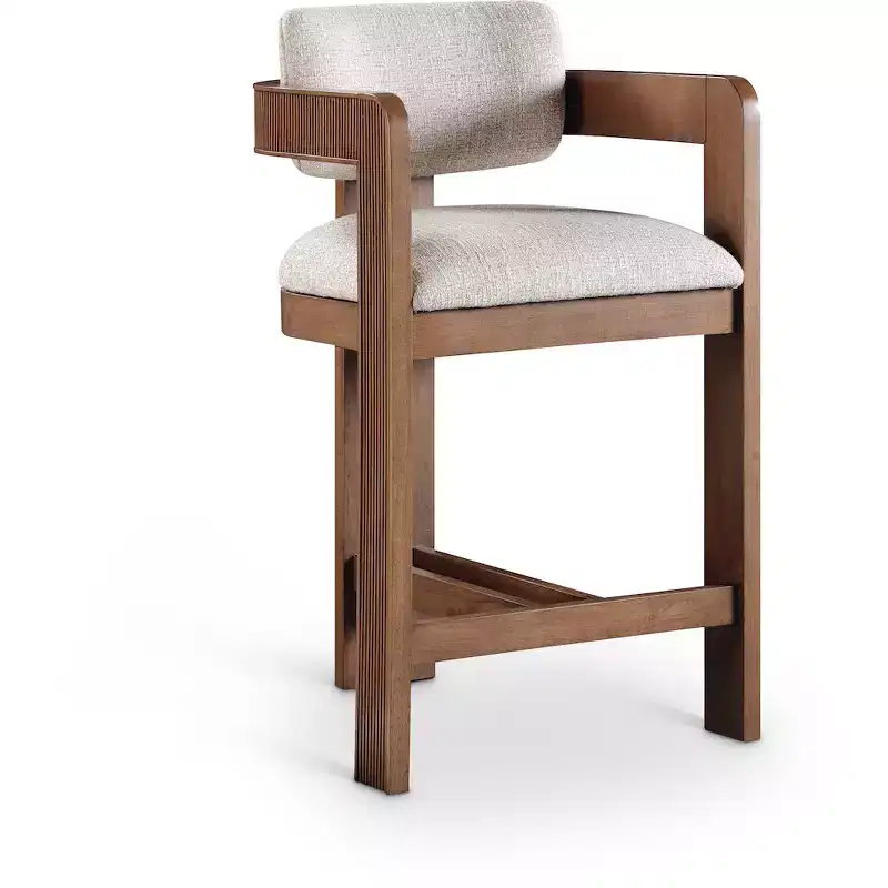 Meridian Furniture,Sacha Linen Textured Fabric Stool