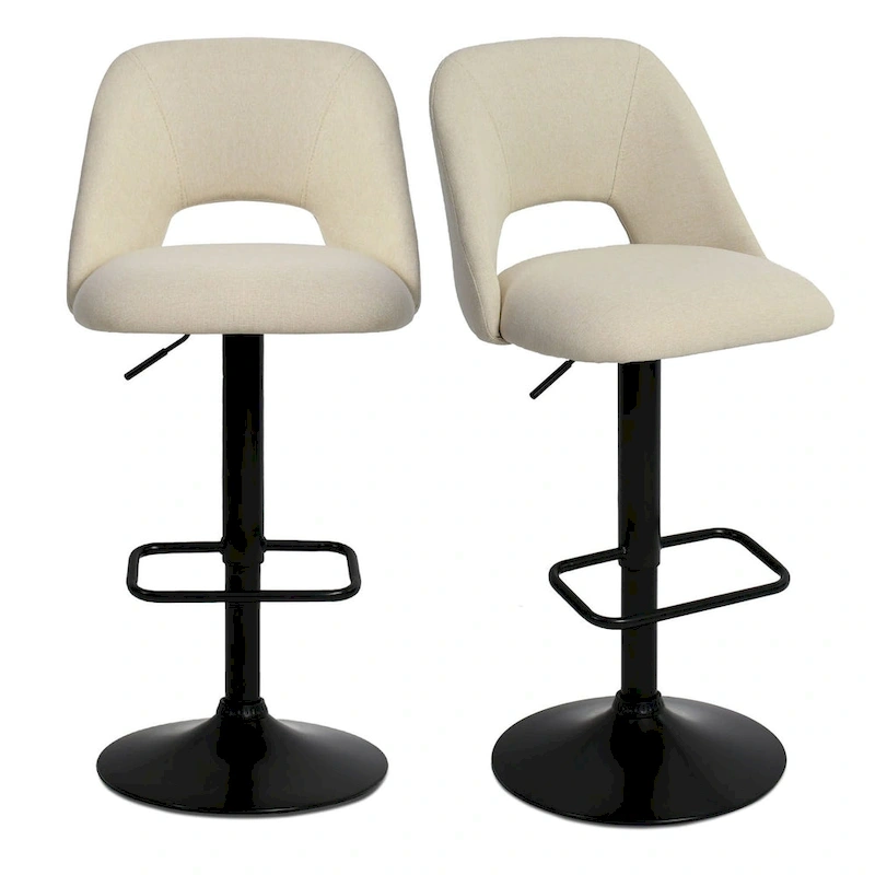 17.7 Bigger Base Vinyl Adjustable Height Swivel Bar Stool, Set of 2 - 32x17x17